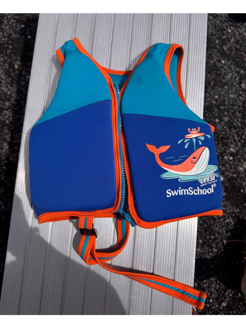 Kids' Blue & Teal Swim Vest with Orange Trim